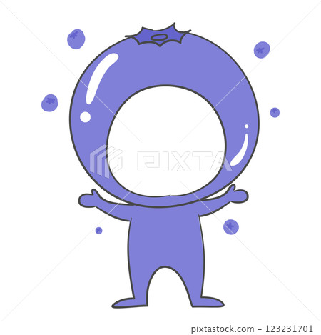 Illustration of a blueberry costume with a face cutout Illustration of a blueberry costume with a face cutout 123231701