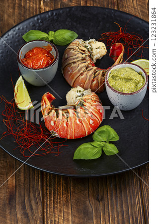 Boiled lobster tails, seafood. Boiled lobster tails, seafood. 123231864