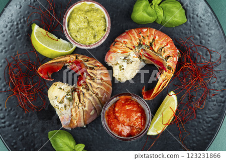 Roasted large lobster tail. Roasted large lobster tail. 123231866