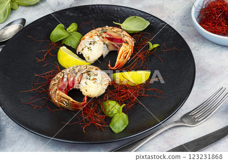 Broiled lobster tail, tasty steamed lobster. Broiled lobster tail, tasty steamed lobster. 123231868