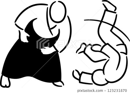 Aikido throw (ukemi) drawing 123231870
