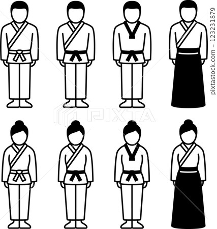 Male and female martial arts character icon Male and female martial arts character icon 123231879