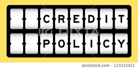 Black color in word credit policy on slot banner with yellow color background 123232022