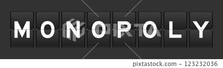Black color analog flip board with word monopoly on gray background 123232036