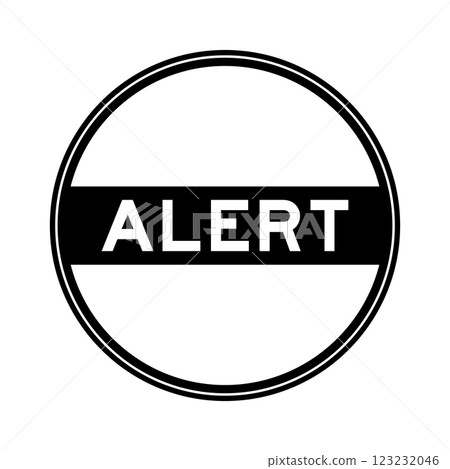 Black color round seal sticker in word alert on white background 123232046