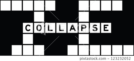 Alphabet letter in word collapse on crossword puzzle background 123232052
