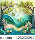 A forest filled with small birds from spring to early summer 123232201