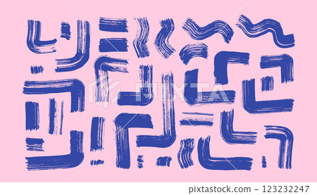 Hand drawn lines set. Geometric brush strokes collage. Blue and pink geometry. Abstract calligraphy. Vector marker or acrylic paint funky print. Rectangular edged stripes tribal doodle paper structure Hand drawn lines set. Geometric brush strokes collage. Blue and pink geometry. Abstract calligraphy. Vector marker or acrylic paint funky print. Rectangular edged stripes tribal doodle paper structure 123232247
