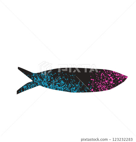 Simple grainy textured fish. Sardine element with noise. Salmon or anchovy silhouettes. Undersea animal. Vector hand drawn cutout collage illustration isolated on white background Simple grainy textured fish. Sardine element with noise. Salmon or anchovy silhouettes. Undersea animal. Vector hand drawn cutout collage illustration isolated on white background 123232283
