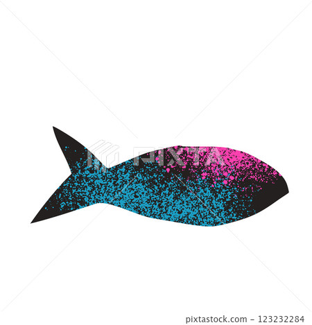 Simple grainy textured fish. Sardine element with noise. Salmon or anchovy silhouettes. Undersea animal. Vector hand drawn cutout collage illustration isolated on white background Simple grainy textured fish. Sardine element with noise. Salmon or anchovy silhouettes. Undersea animal. Vector hand drawn cutout collage illustration isolated on white background 123232284