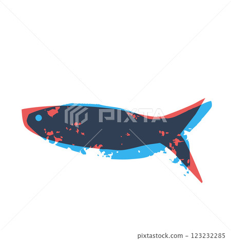 Fish risograph. Sardinesl riso print. Salmon silhouettes. Undersea animal. Vector hand drawn cutout collage element illustration isolated on white background Fish risograph. Sardinesl riso print. Salmon silhouettes. Undersea animal. Vector hand drawn cutout collage element illustration isolated on white background 123232285