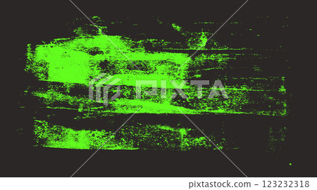 Ink roller shape bold background. Linocut texture. Grunge letterpress rectangles. Green vibrant highlight painted striped lines . Painted stains. Vector lino template 123232318