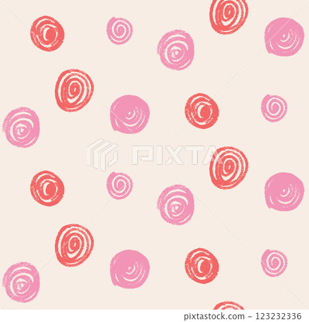 Polka dots seamless pattern crayon drawn. Circle confetti endless background. Birthday round points by pencil repeat cover. Scribble spots marker draw. Vector surface design festive motif. 123232336