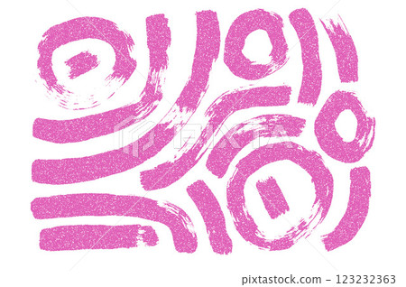 Squiggle and circles ink lines. Vector hand drawn wave round paint shapes photocopy print. Abstract curve freehand graphic. Scribble paintbrush wobble grunge illustration 123232363