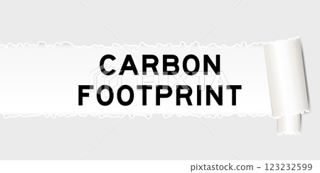 Ripped gray paper background that have word carbon footprint under torn part 123232599