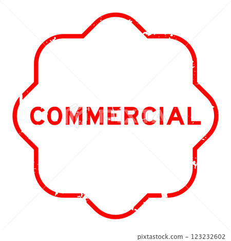Grunge red commercial word rubber seal stamp on white background 123232602