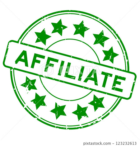 Grunge green affiliate word round rubber seal stamp on white background Grunge green affiliate word round rubber seal stamp on white background 123232613