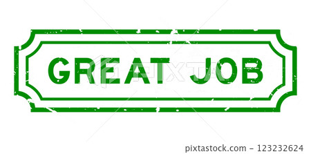 Grunge green great job word rubber seal stamp on white background 123232624