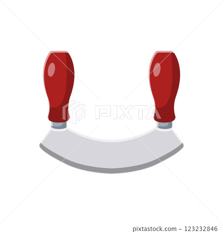 Mezzaluna Knife Flat Illustration. Clean Icon Design Element on Isolated White Background Mezzaluna Knife Flat Illustration. Clean Icon Design Element on Isolated White Background 123232846
