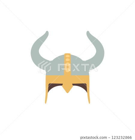Viking Helmet Flat Illustration. Clean Icon Design Element on Isolated White Background Viking Helmet Flat Illustration. Clean Icon Design Element on Isolated White Background 123232866