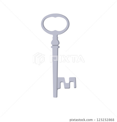 Vintage Key Flat Illustration. Clean Icon Design Element on Isolated White Background 123232868