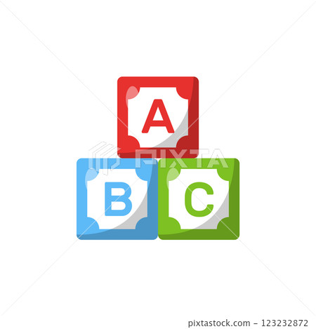 ABC Alphabet Blocks Flat Illustration. Clean Icon Design Element on Isolated White Background ABC Alphabet Blocks Flat Illustration. Clean Icon Design Element on Isolated White Background 123232872