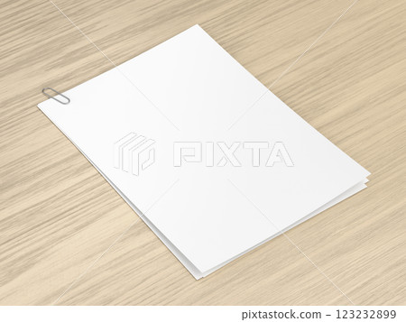 Blank white papers attached with a paperclip Blank white papers attached with a paperclip 123232899
