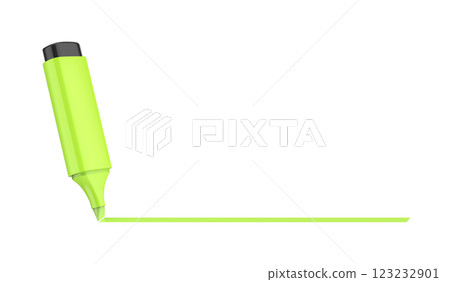 Drawing a straight line with a green highlighter 123232901