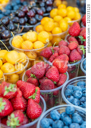 Mix of fresh ripe berries raspberry, strawberry, blackberry and others Mix of fresh ripe berries raspberry, strawberry, blackberry and others 123233128
