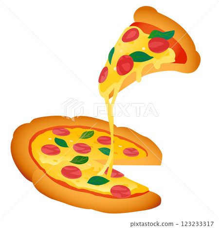 帶有融化起司的披薩的向量插圖 帶有融化起司的披薩的向量插圖 123233317