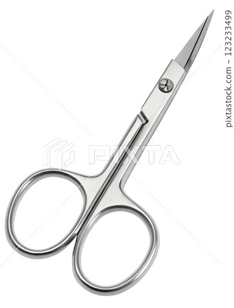 Sharp nail scissors isolated on white background, perfect for grooming and personal care, minimalist style 123233499