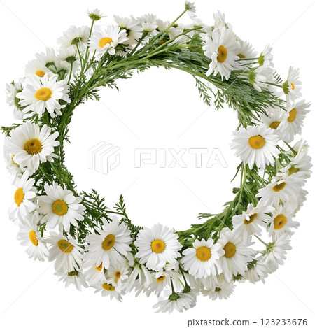Wreath of blooming white daisies isolated on the transparent background Wreath of blooming white daisies isolated on the transparent background 123233676