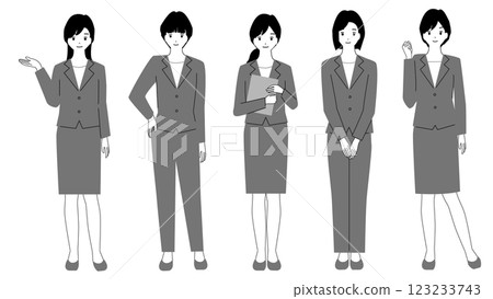 Full body illustration set of a woman in a suit 123233743