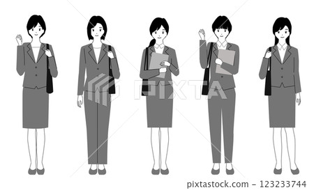 穿著西裝尋找工作的女性全身插圖集 穿著西裝尋找工作的女性全身插圖集 123233744