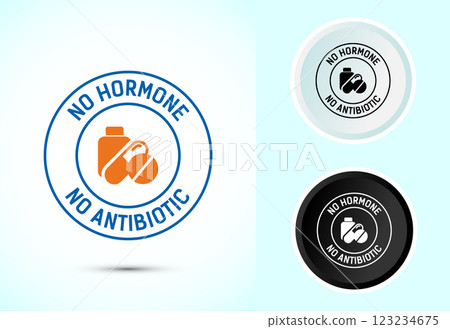 Antibiotic free icon design illustration, No antibiotic label. Organic, healthy, natural Antibiotic free icon design illustration, No antibiotic label. Organic, healthy, natural 123234675