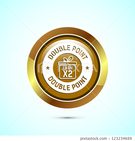 Earn x2 double point icon design illustration. Earn x2 sign symbol for promotion, Button design 123234689