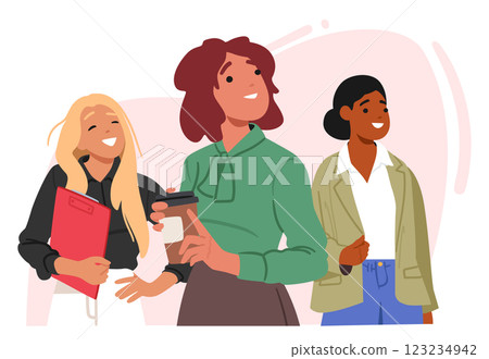 Motivated multiracial business women characters planning career growth and goal achievement strategy Motivated multiracial business women characters planning career growth and goal achievement strategy 123234942