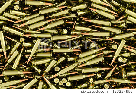 Assault rifle bullets background, wallpaper. 3D rendering Assault rifle bullets background, wallpaper. 3D rendering 123234993