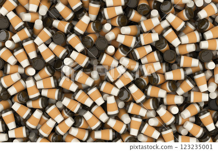 Disposable cups with lids background, wallpaper. 3D rendering 123235001