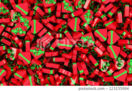 Heart Shaped Gift Boxes background, wallpaper. 3D rendering Heart Shaped Gift Boxes background, wallpaper. 3D rendering 123235004