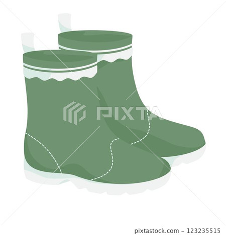 pair of rubber boots for gardening on white background 123235515
