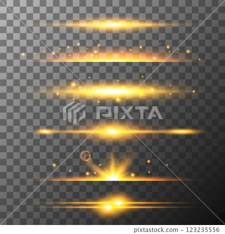 Shiny horizontal flare set, glowing energy lines collection 123235556