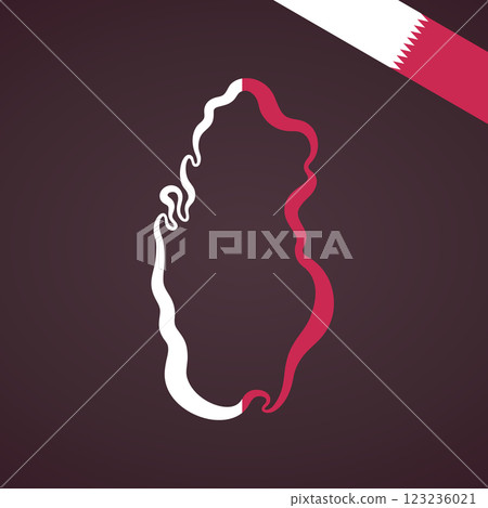 Qatar - Outline map and corner flag 123236021