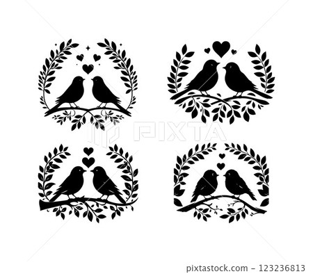 Hummingbird silhouette bundle vector art illustration design template 123236813