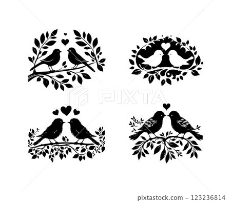 Hummingbird silhouette bundle vector art illustration design template 123236814