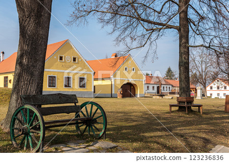Medieval village of Holasovice in the South Bohemian Region, inscribed on the UNESCO World Heritage List, Czech Republic 123236836