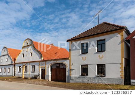 Medieval village of Holasovice in the South Bohemian Region, inscribed on the UNESCO World Heritage List, Czech Republic 123236837