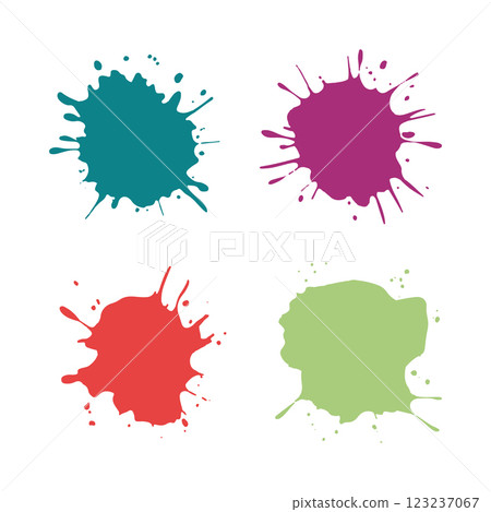 A collection of colorful watercolor splashes with ink splatters. Vibrant abstract paint stains on a white background. A collection of colorful watercolor splashes with ink splatters. Vibrant abstract paint stains on a white background. 123237067
