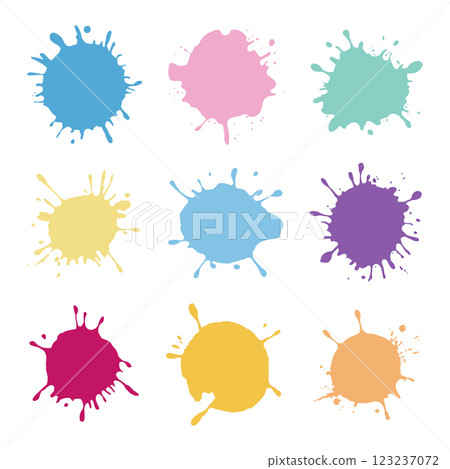 Vector illustration. A set of colorful watercolor splashes in soft pastel tones, arranged in a grid pattern. Vector illustration. A set of colorful watercolor splashes in soft pastel tones, arranged in a grid pattern. 123237072