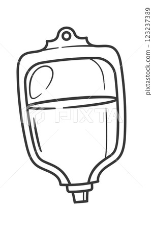 Blood transfusion bag black-and-white doodle 123237389